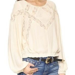 Free People Cream Lace Blouse MED